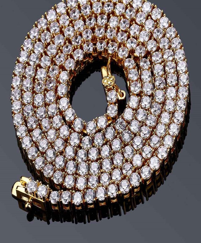 Men's tennis chain Zircon necklace clavicle chain