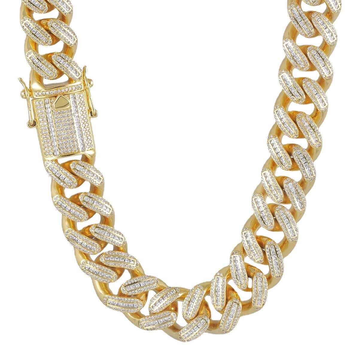 Copper Plated 18K Gold Full Diamond Cuban Necklace - Aureate Aura