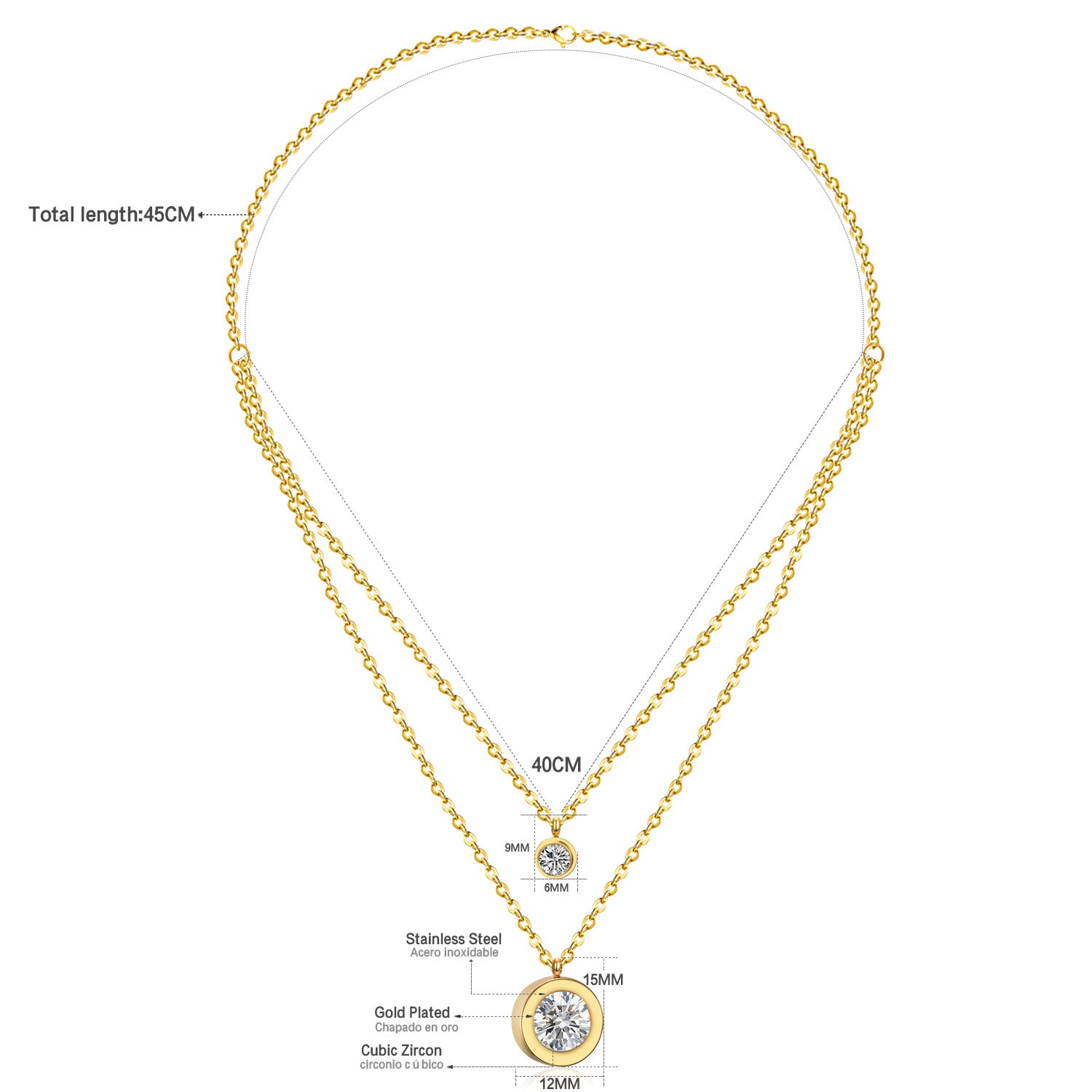 Double chain pendant necklace