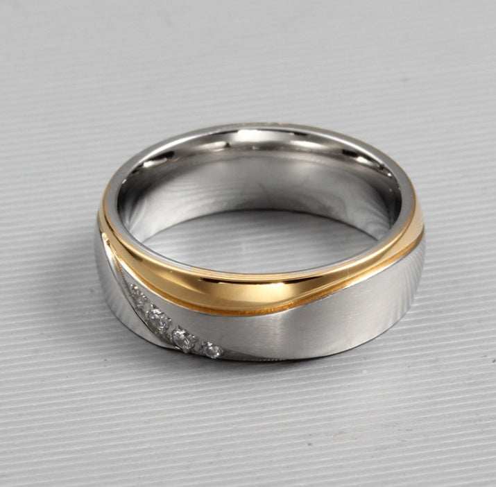 Romantic Wedding Rings For Lover Gold-Color Stainless Steel Couple Rings For Engagement Party Jewelry Wedding Bands - Aureate Aura