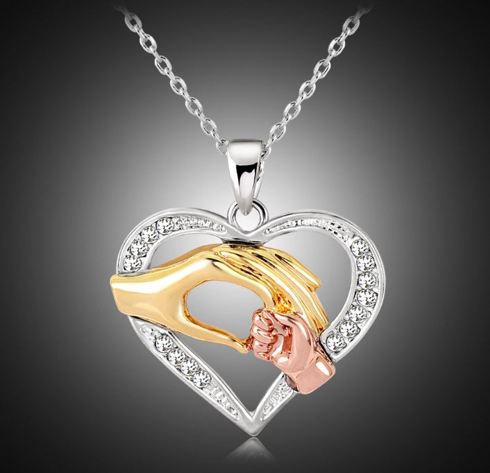 Mens 3 colors Black Chain Love Heart Necklaces for Couples Korean Ladies crystal jewelry new girls women Pendants Model - Aureate Aura