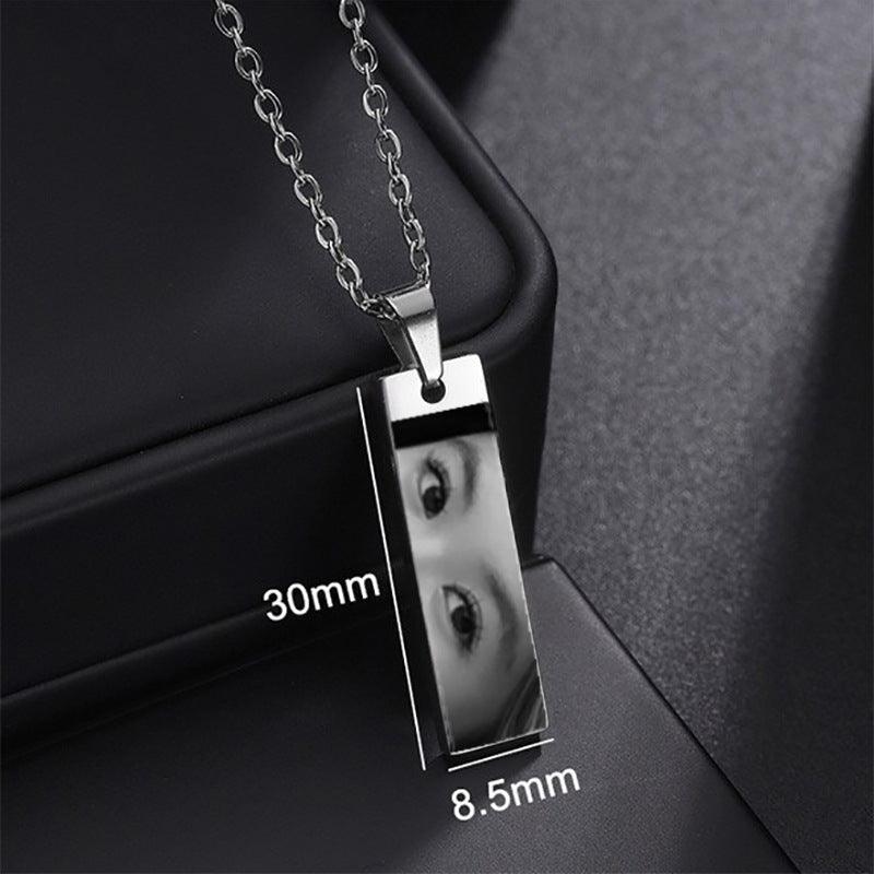 Custom Eyes Photo Necklace Stainless Stee Customized Engrave Eye Necklaces Personalized Picture Name Necklace For Women Kids - Aureate Aura