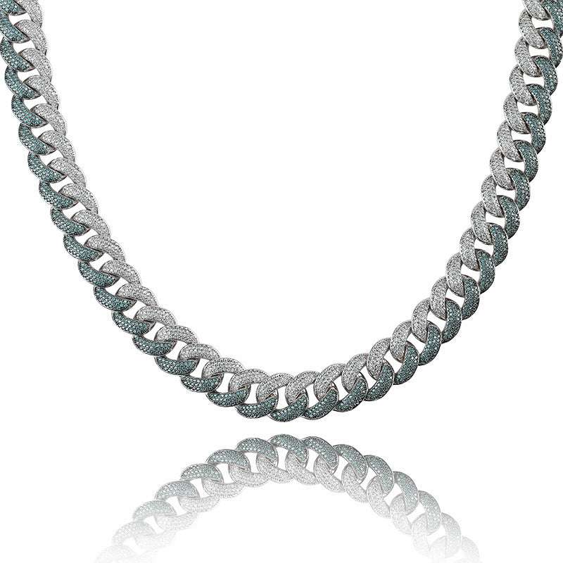 Emerald color men's large Cuban chain - Aureate Aura