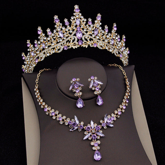 Royal Queen Bridal Jewelry Sets For Women Luxury Tiaras Crow - Aureate Aura