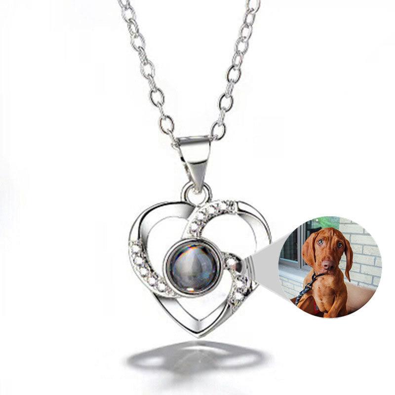 S925 Silver Romantic Colorful Photo Projection Necklace Heart Shaped Pendant Necklace - Aureate Aura
