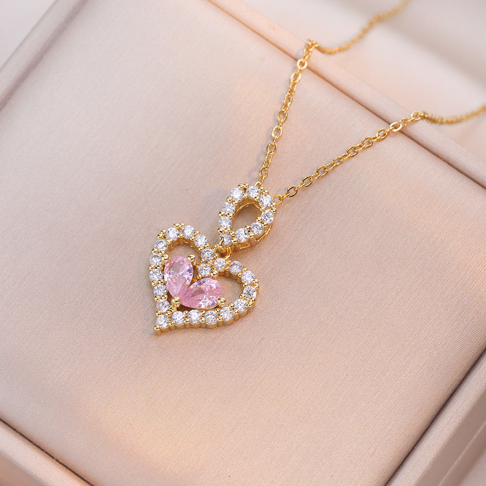 Exquisite Luxury Rhinestone Crystal Heart Pendants Necklaces For Women Party Jewelry Gifts Fashion Jewelry - Aureate Aura