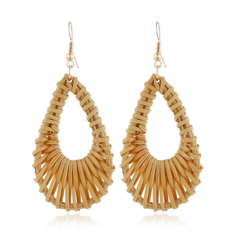 Personalized Rattan Drop Earrings Simple Earrings Earrings - Aureate Aura