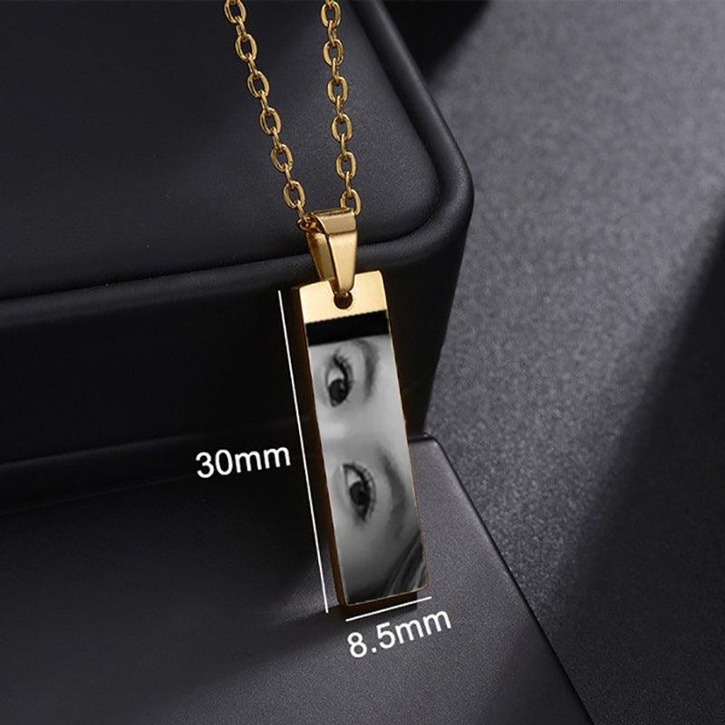 Custom Eyes Photo Necklace Stainless Stee Customized Engrave Eye Necklaces Personalized Picture Name Necklace For Women Kids - Aureate Aura