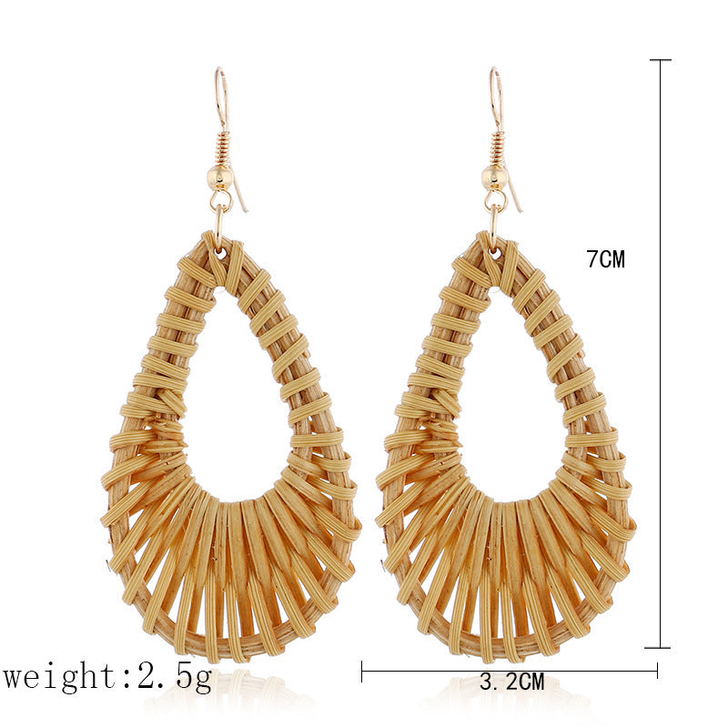 Personalized Rattan Drop Earrings Simple Earrings Earrings - Aureate Aura