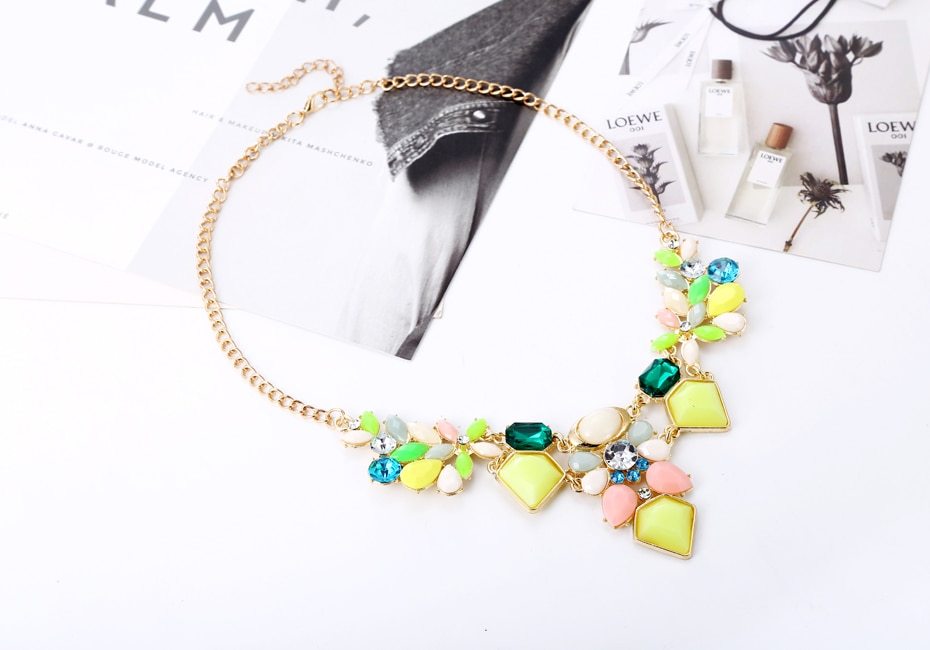 New Arrival Resin Fashion Colorful Cute Charm Gem Flower Choker Necklaces & Pendants Fashion Jewelry Woman Gift Summer style - Aureate Aura