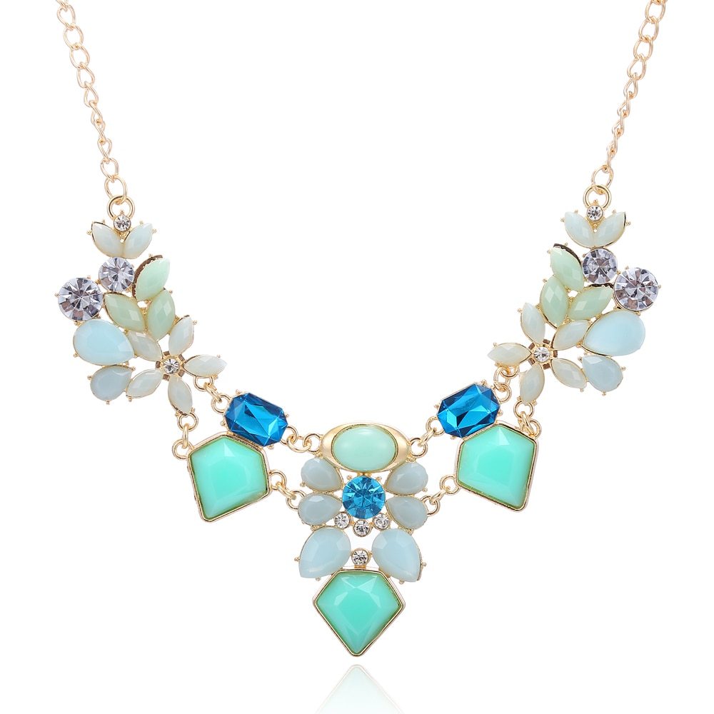 New Arrival Resin Fashion Colorful Cute Charm Gem Flower Choker Necklaces & Pendants Fashion Jewelry Woman Gift Summer style - Aureate Aura