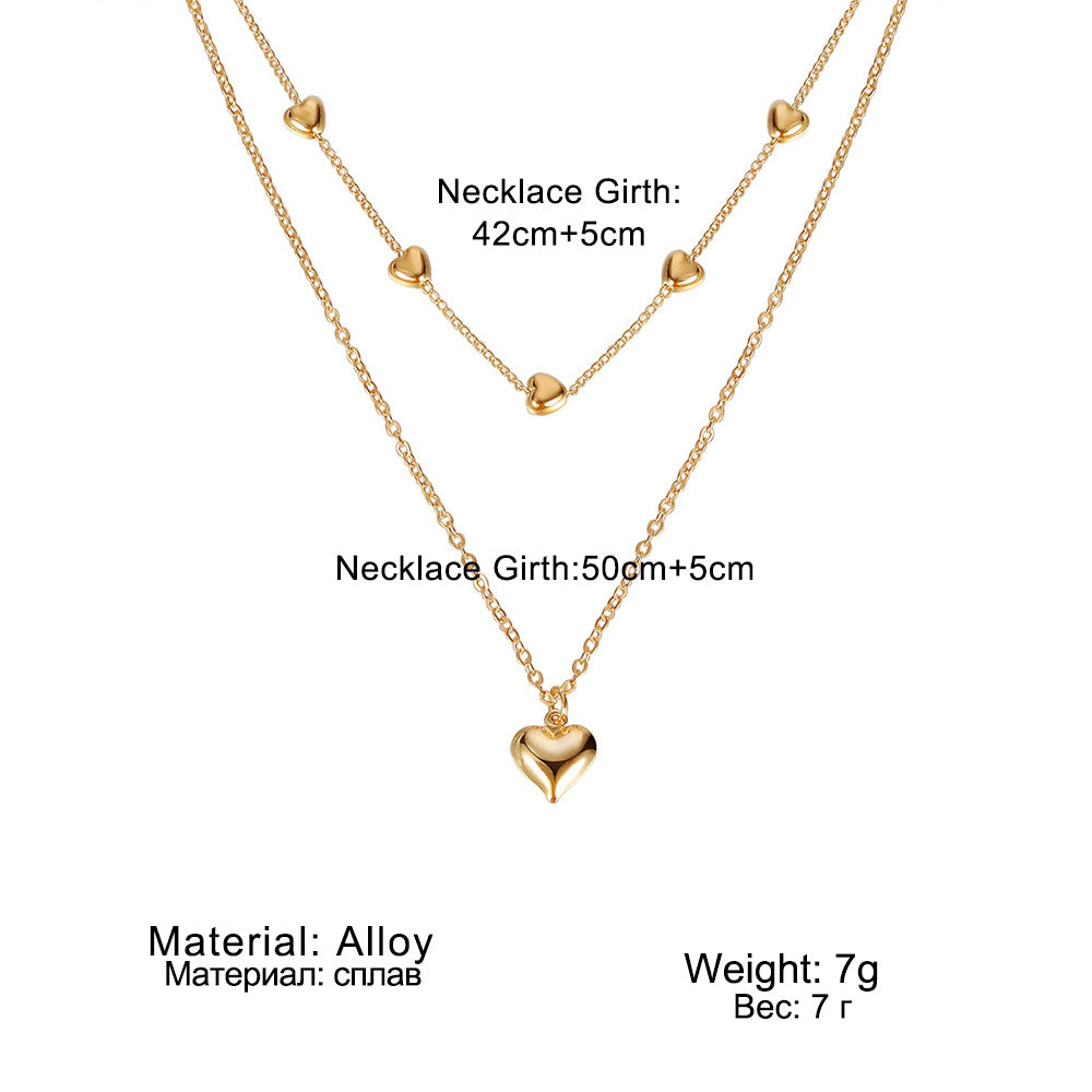Double-layer Heart Pendant Fine Chain Necklace For Women Multilayer Gold Color Metal Necklaces Fashion Jewelry Accessories - Aureate Aura