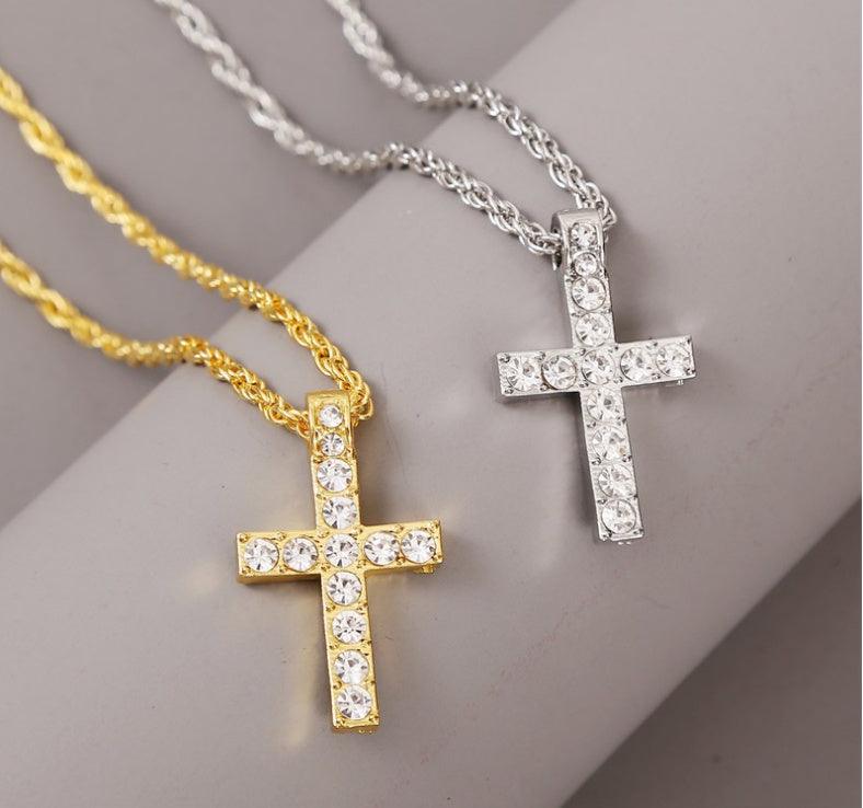 Cross Pendant Necklaces For Women Men Punk Hiphop Rope Chain On Neck Rapper Jewelry - Aureate Aura
