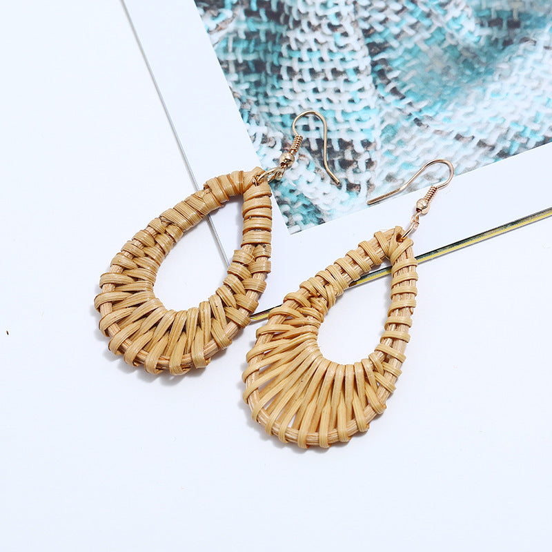 Personalized Rattan Drop Earrings Simple Earrings Earrings - Aureate Aura
