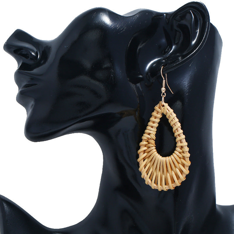 Personalized Rattan Drop Earrings Simple Earrings Earrings - Aureate Aura