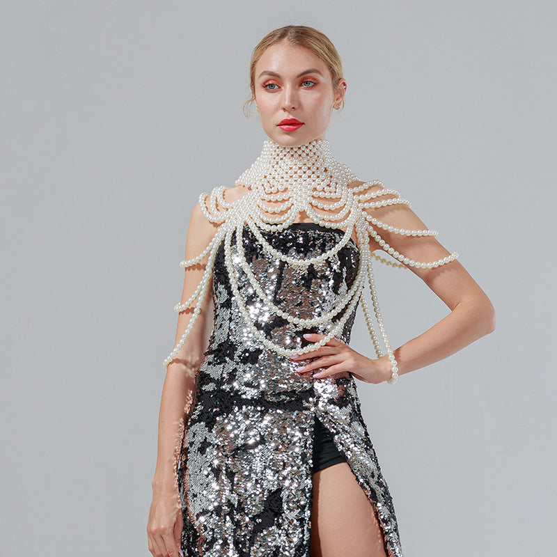 Pearl Necklace Handmade Beaded Light Luxury Dress Jewelry - Aureate Aura
