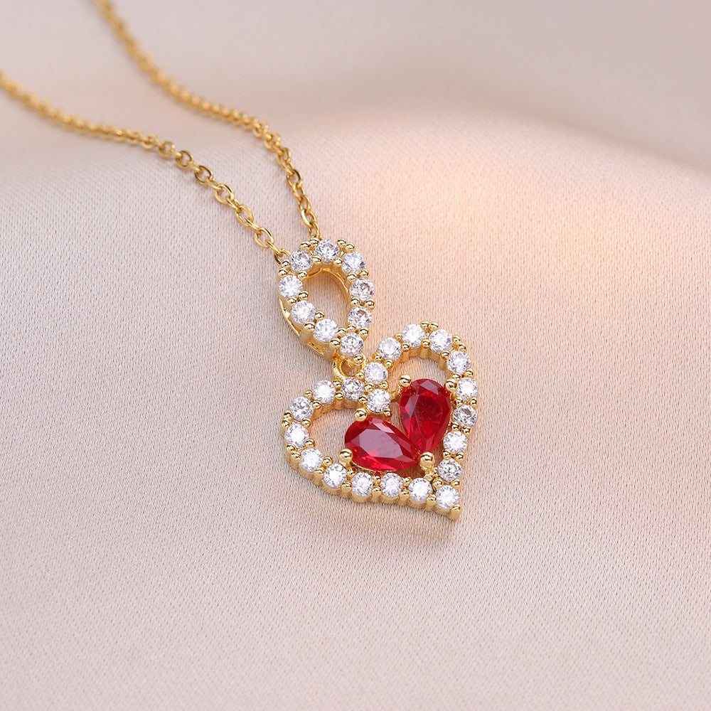 Exquisite Luxury Rhinestone Crystal Heart Pendants Necklaces For Women Party Jewelry Gifts Fashion Jewelry - Aureate Aura