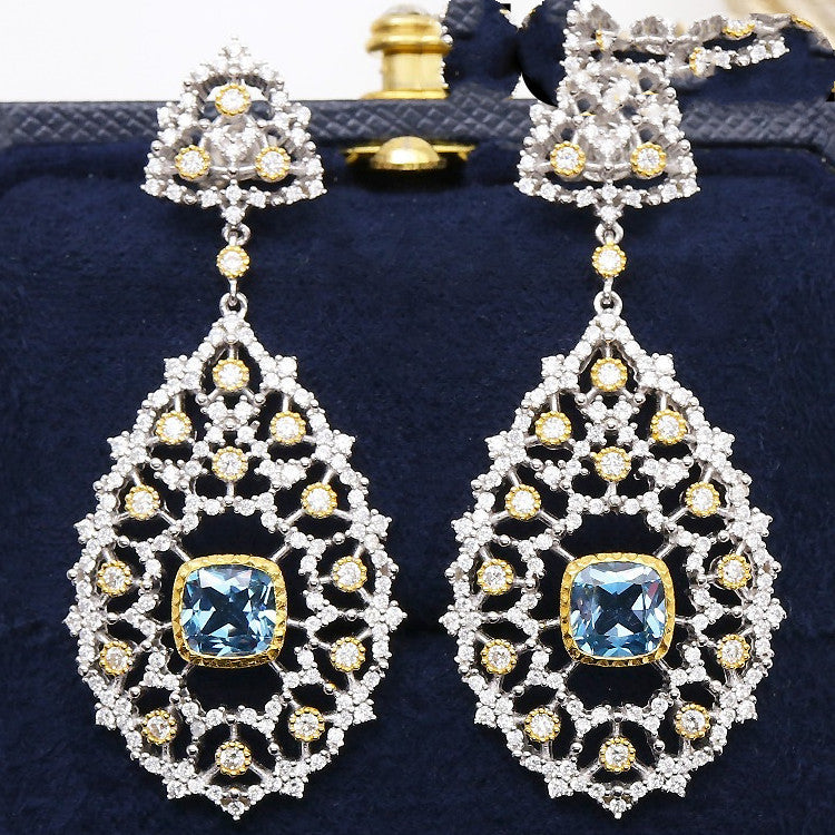 Luxury Custom 925 Silver Blue Luxury Earrings - Aureate Aura