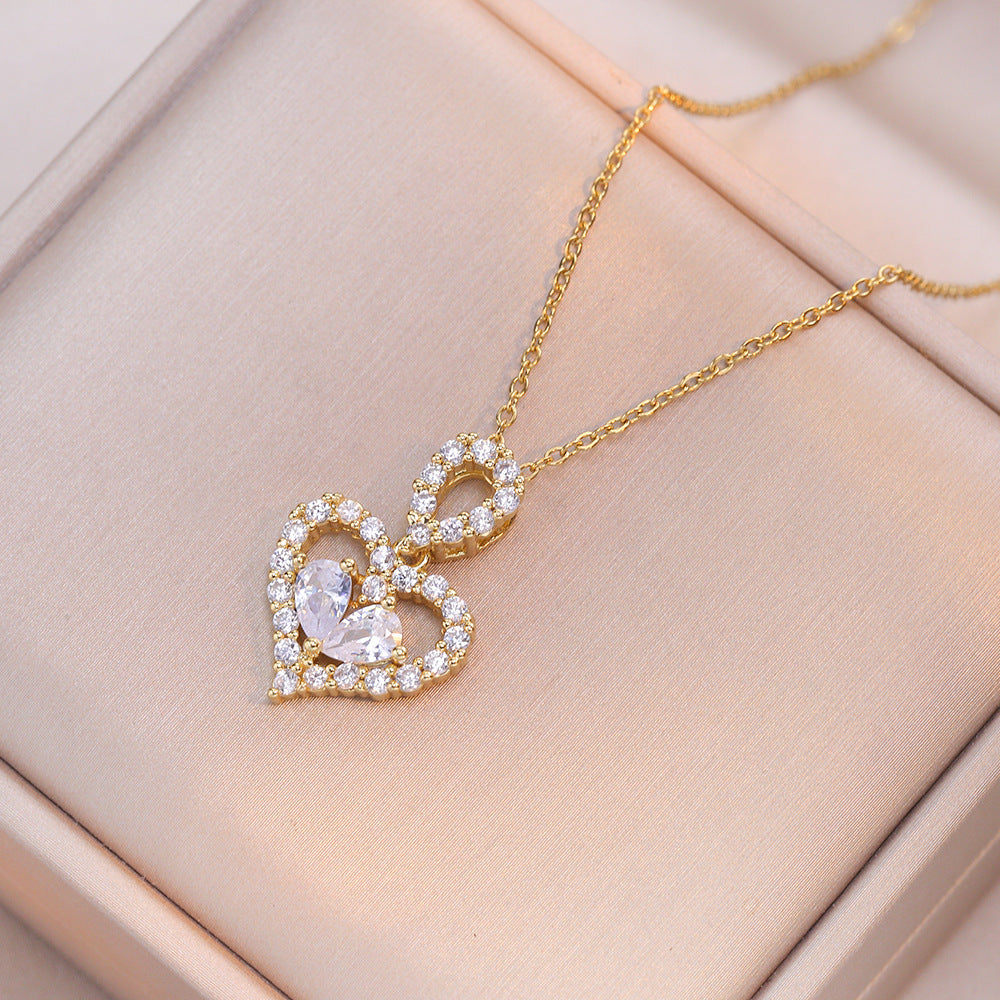 Exquisite Luxury Rhinestone Crystal Heart Pendants Necklaces For Women Party Jewelry Gifts Fashion Jewelry - Aureate Aura