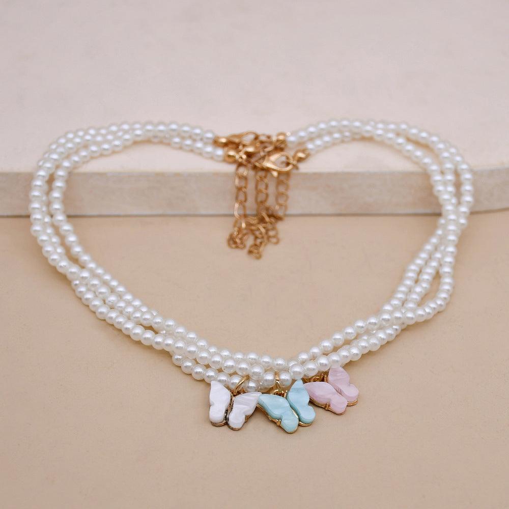 Elegant White Pearl Choker Necklace Small Round Pearl Wedding Butterfly Necklace For Women Charm Fashion Jewelry - Aureate Aura
