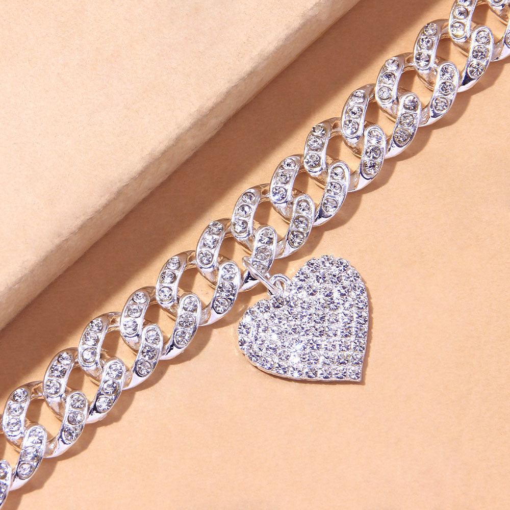 Fashion Jewelry Luxury Full Diamond Heart Pendant Anklet - Aureate Aura