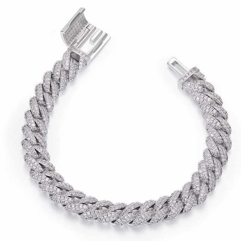 Silver Cuban Bracelet Or Necklace With Moissanite Diamonds - Aureate Aura