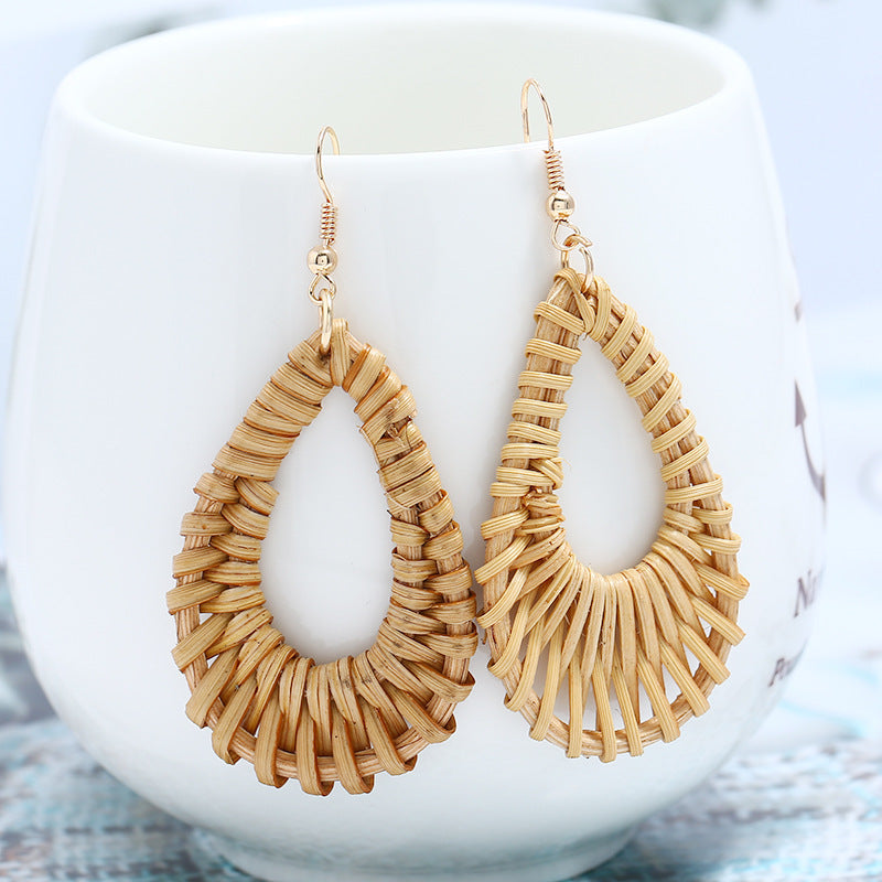 Personalized Rattan Drop Earrings Simple Earrings Earrings - Aureate Aura