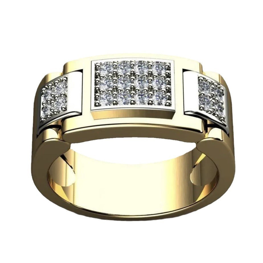 Fashion Rectangular Full Diamond Men's Rings